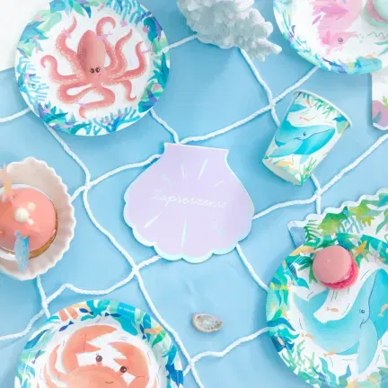 Zaproszenie Ocean różowo-srebrne 6szt. Zaproszenie Ocean różowo-srebrne 6szt.