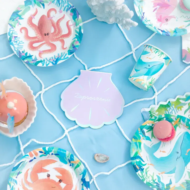 Zaproszenie Ocean różowo-srebrne 6szt. Zaproszenie Ocean różowo-srebrne 6szt.