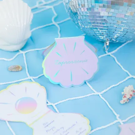 Zaproszenie Ocean różowo-srebrne 6szt. Zaproszenie Ocean różowo-srebrne 6szt.