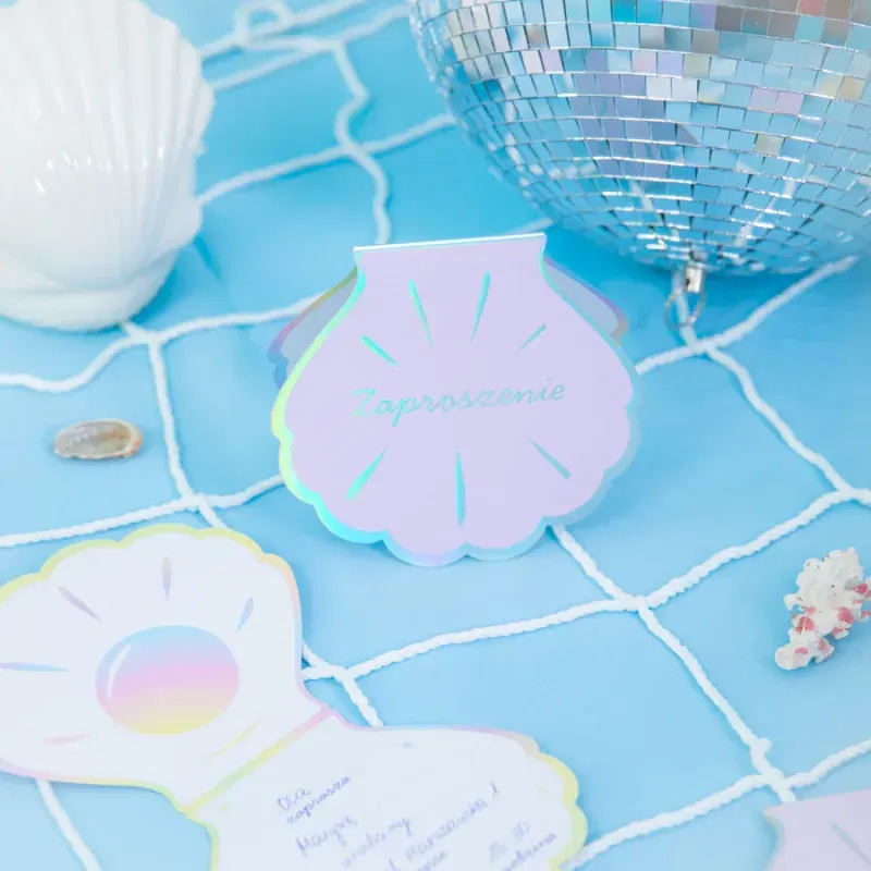 Zaproszenie Ocean różowo-srebrne 6szt. Zaproszenie Ocean różowo-srebrne 6szt.