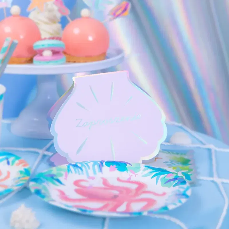 Zaproszenie Ocean różowo-srebrne 6szt. Zaproszenie Ocean różowo-srebrne 6szt.