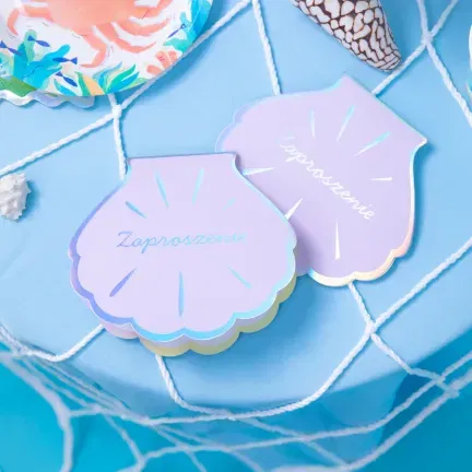 Zaproszenie Ocean różowo-srebrne 6szt. Zaproszenie Ocean różowo-srebrne 6szt.