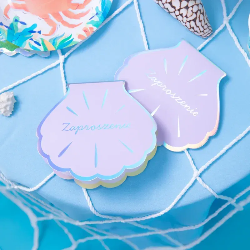 Zaproszenie Ocean różowo-srebrne 6szt. Zaproszenie Ocean różowo-srebrne 6szt.