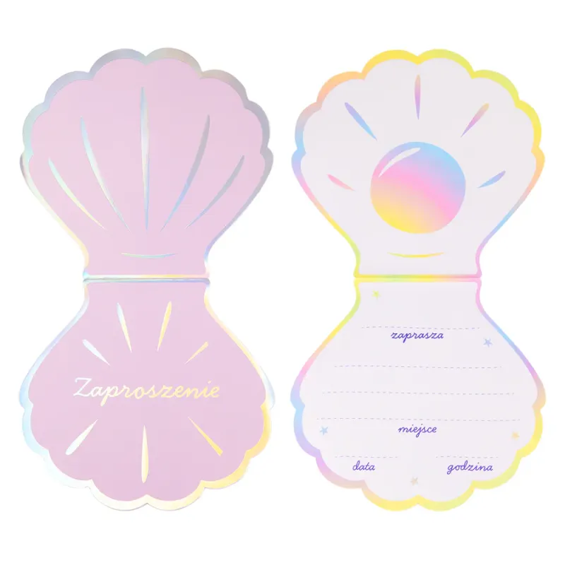 Zaproszenie Ocean różowo-srebrne 6szt. Zaproszenie Ocean różowo-srebrne 6szt.