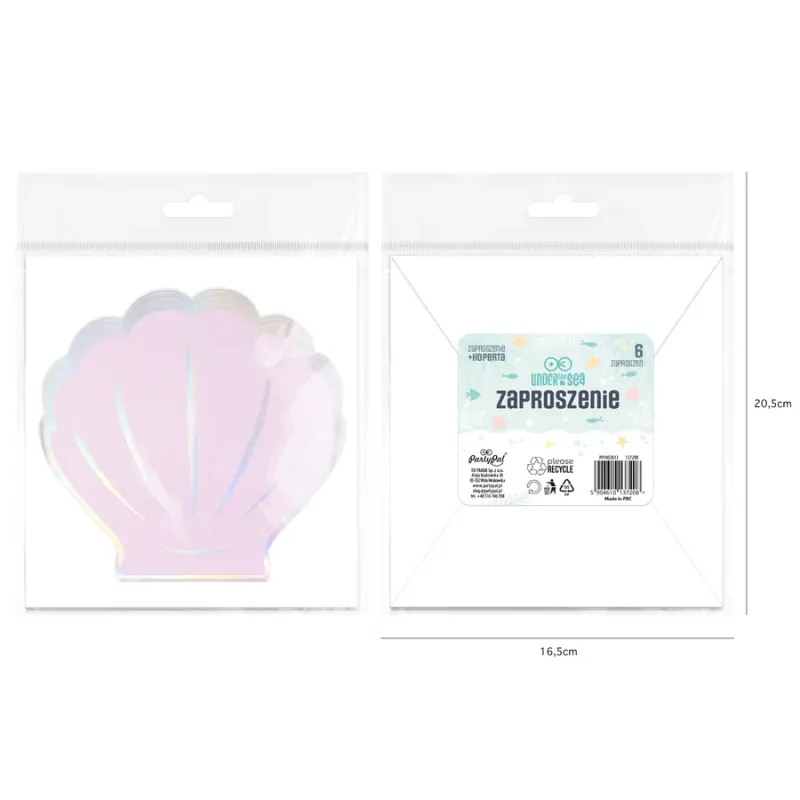 Zaproszenie Ocean różowo-srebrne 6szt. Zaproszenie Ocean różowo-srebrne 6szt.