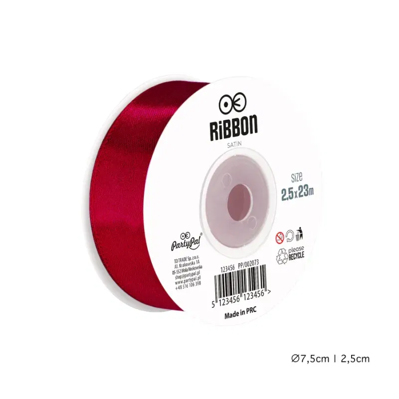 Tasiemka satynowa burgundowa 2,5x23m Tasiemka satynowa burgundowa 2,5x23m
