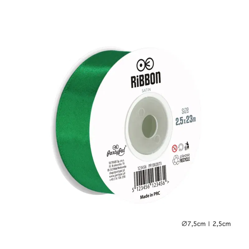 Tasiemka satynowa ciemnozielona 2,5x23m Tasiemka satynowa ciemnozielona 2,5x23m