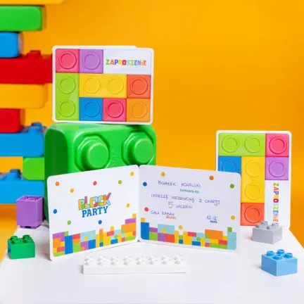 Zaproszenie na imprezę Klocki 6szt. Zaproszenie na imprezę Klocki 6szt.
