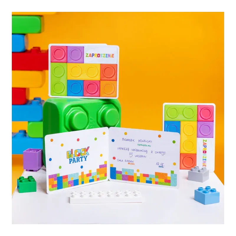 Zaproszenie na imprezę Klocki 6szt. Zaproszenie na imprezę Klocki 6szt.