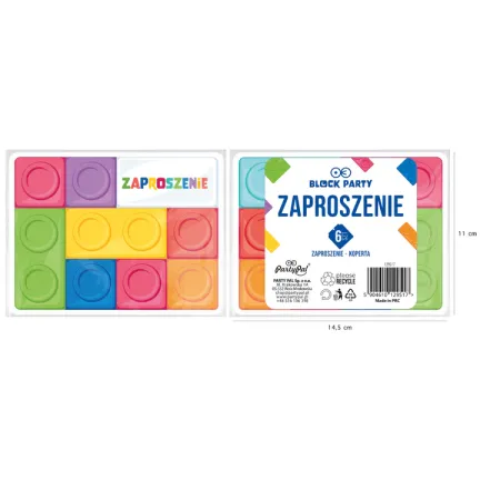 Zaproszenie na imprezę Klocki 6szt. Zaproszenie na imprezę Klocki 6szt.