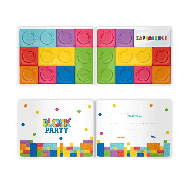 Zaproszenie na imprezę Klocki 6szt. Zaproszenie na imprezę Klocki 6szt.