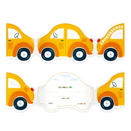 Zaproszenie na imprezę Auta 6szt. mix