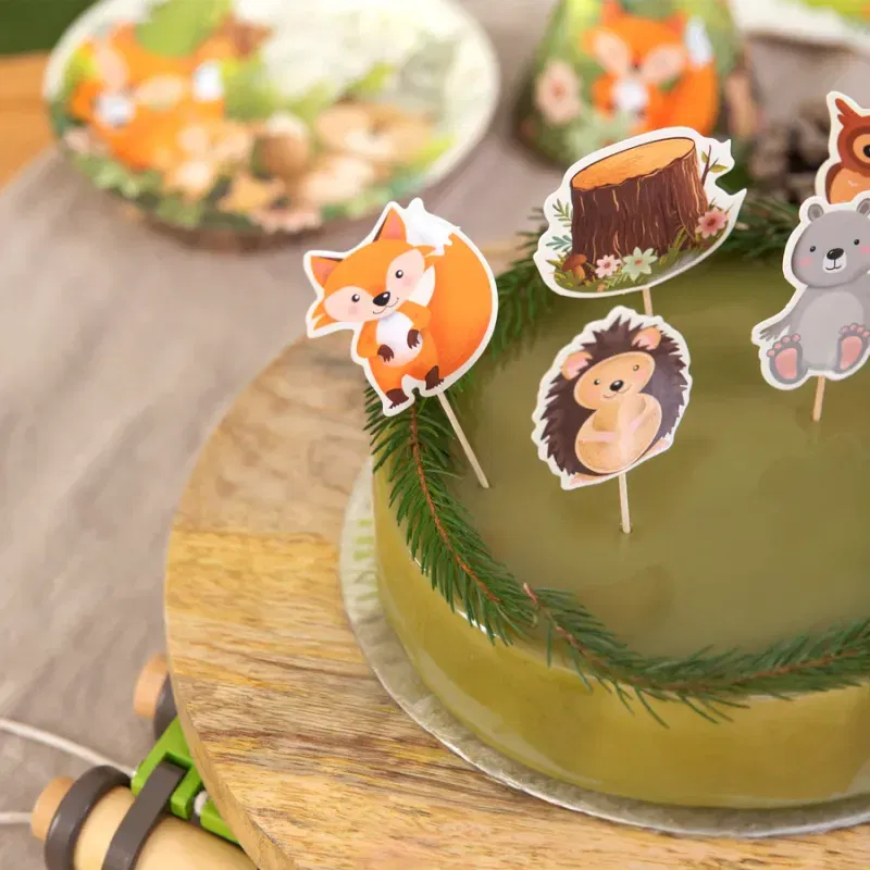 Toppery na tort Leśni przyjaciele 9szt.  Toppery na tort Leśni przyjaciele 9szt.