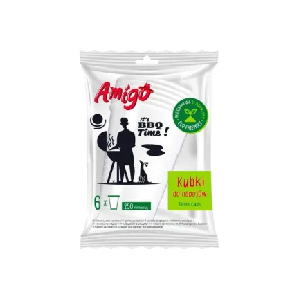 Kubki jednorazowe 6 szt AMIGO ECO FRIENDLY z eurodziurką