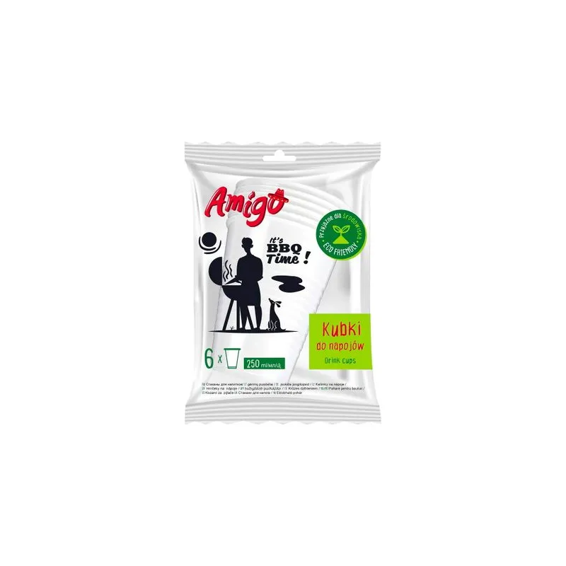 Kubki jednorazowe 6 szt AMIGO ECO FRIENDLY z eurodziurką