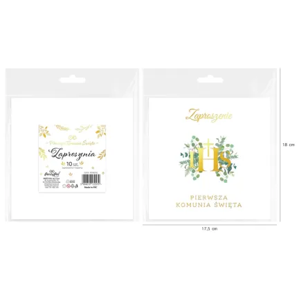 Zaproszenie na komunię Eukaliptus 10szt. 