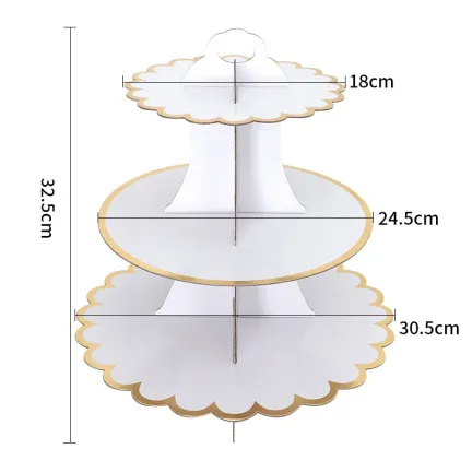Patera papierowa na ciasto biało złota Patera papierowa na ciasto biało złota