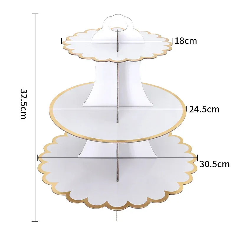 Patera papierowa na ciasto biało złota Patera papierowa na ciasto biało złota