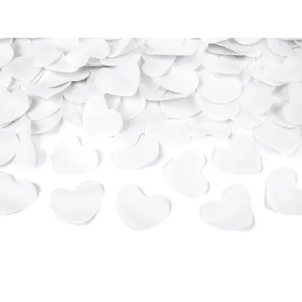 Konfetti tuba strzelająca Białe Serca 80 cm Konfetti tuba strzelająca Białe Serca 80 cm