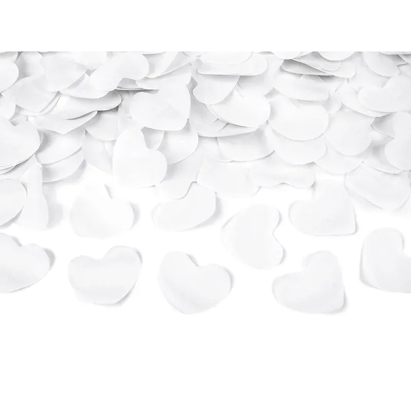 Konfetti tuba strzelająca Białe Serca 80 cm Konfetti tuba strzelająca Białe Serca 80 cm