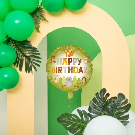 Balon foliowy Happy Birthday Leśni przyjaciele 45cm Balon foliowy Happy Birthday Leśni przyjaciele 45cm