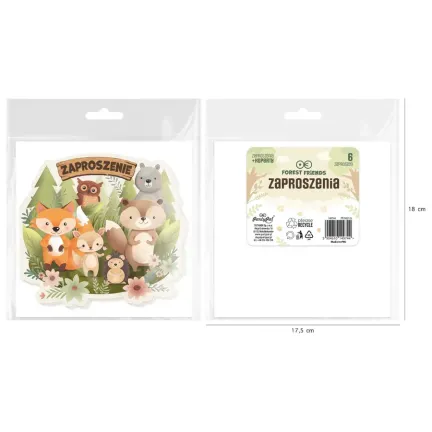Zaproszenie na imprezę Leśni przyjaciele 6szt. Zaproszenie na imprezę Leśni przyjaciele 6szt.