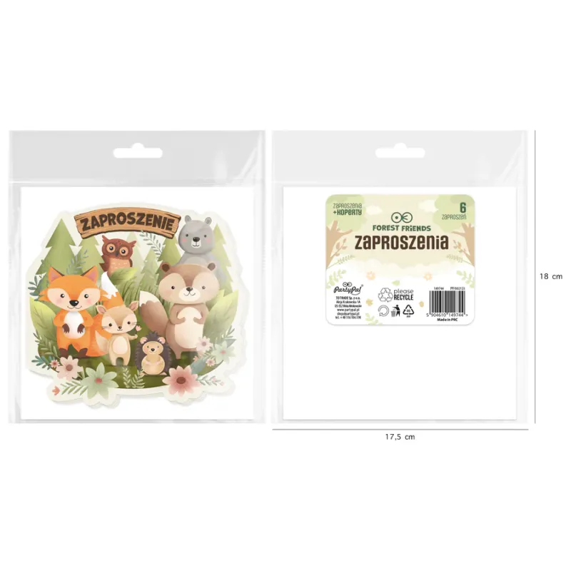 Zaproszenie na imprezę Leśni przyjaciele 6szt. Zaproszenie na imprezę Leśni przyjaciele 6szt.