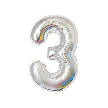 Balon foliowy CYFRA 3 srebrna 32 cale 80cm