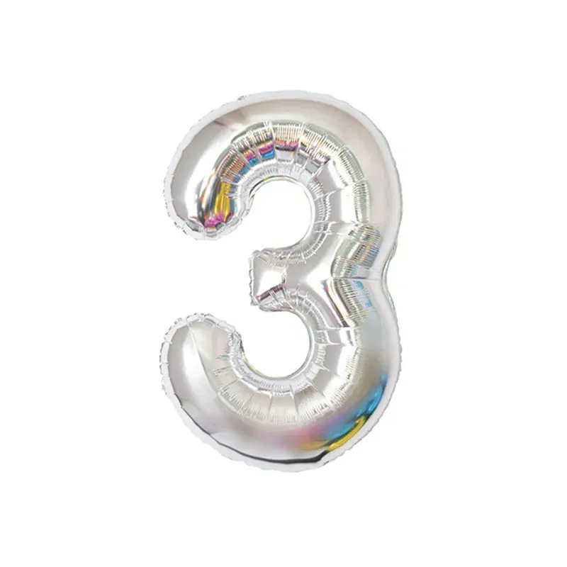 Balon foliowy CYFRA 3 srebrna 32 cale 80cm