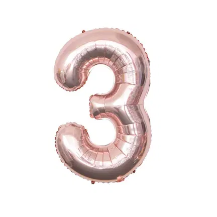 Balon foliowy CYFRA 3 Rose Gold Różowe Złoto 32 cale 80cm