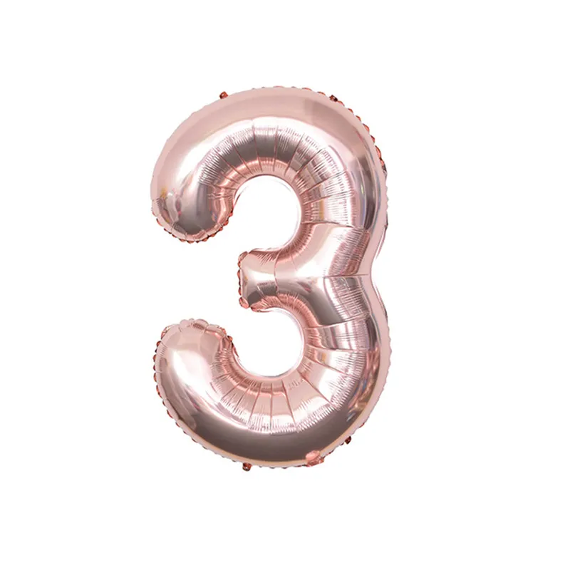 Balon foliowy CYFRA 3 Rose Gold Różowe Złoto 32 cale 80cm