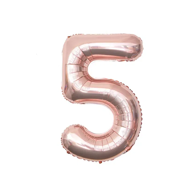 Balon foliowy CYFRA 5 Rose Gold Różowe Złoto 32 cale 80cm