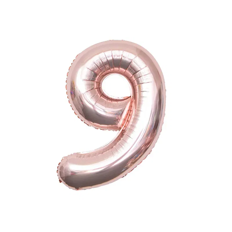 Balon foliowy CYFRA 9 Rose Gold Różowe Złoto 32 cale 80cm