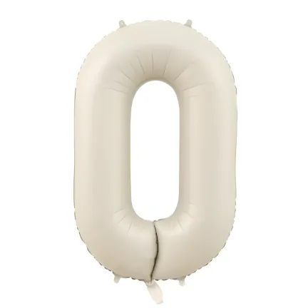 Balon Foliowy Cyfra Beżowa cielista "0" 1m
