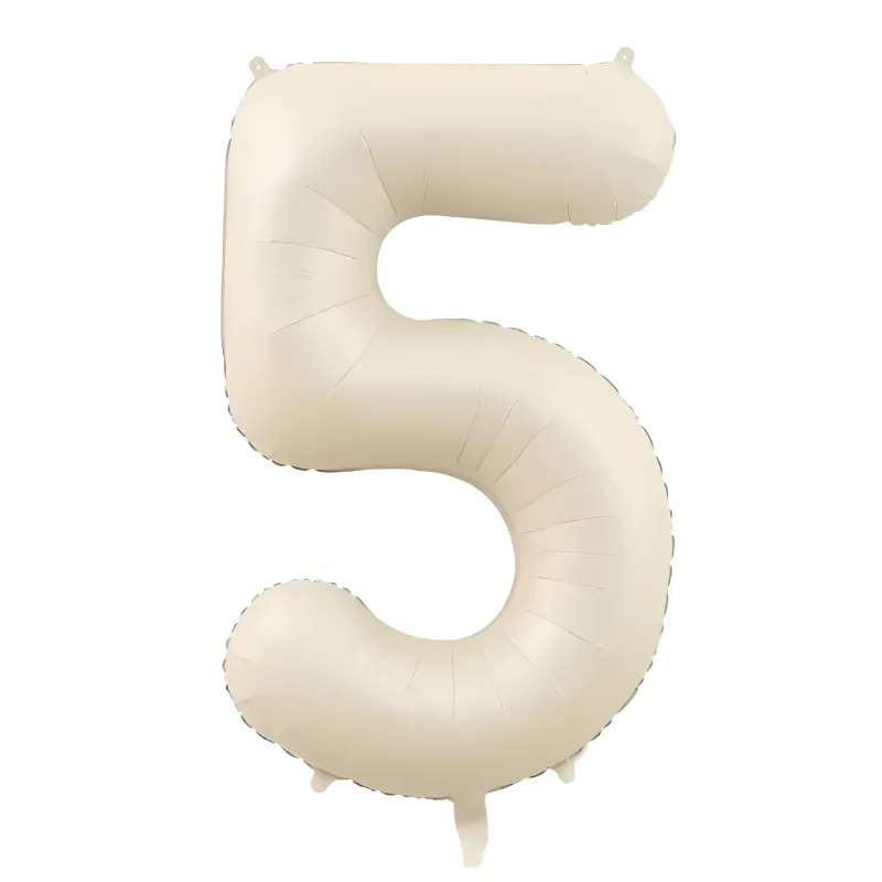 Balon Foliowy Cyfra Beżowa cielista "5" 1m