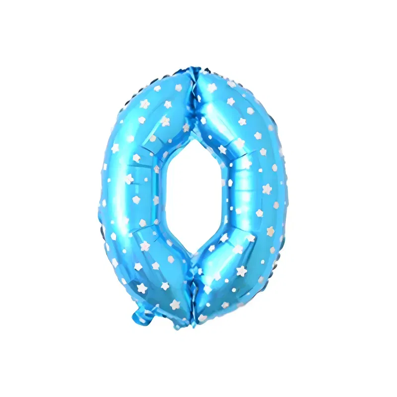Balon niebieski w białe gwiazdki ,,0" 32"
