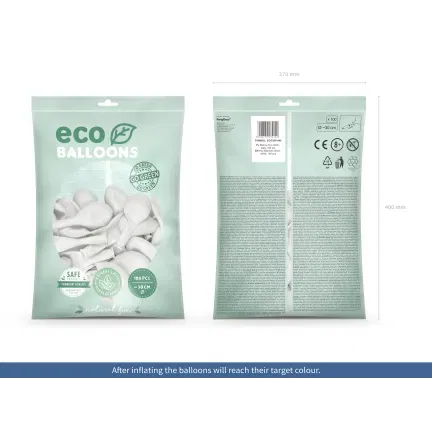 Balony Eco 30cm pastelowe, biały 100szt.