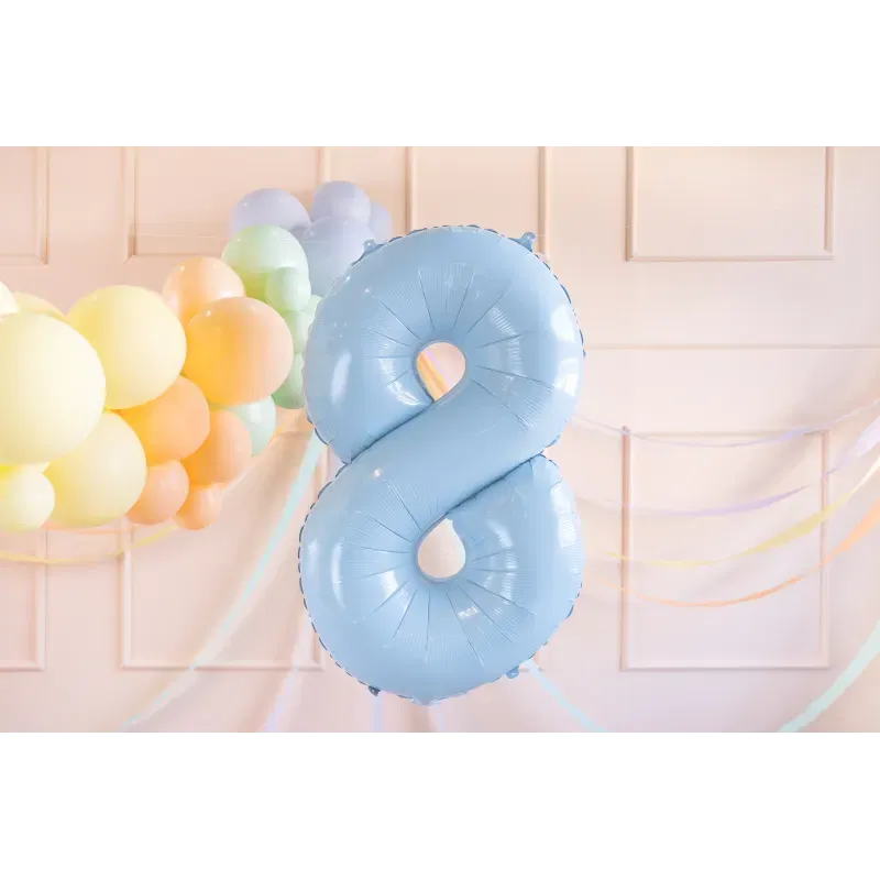 Balon foliowy Cyfra ''8'', 72cm, matowy jasny niebieski