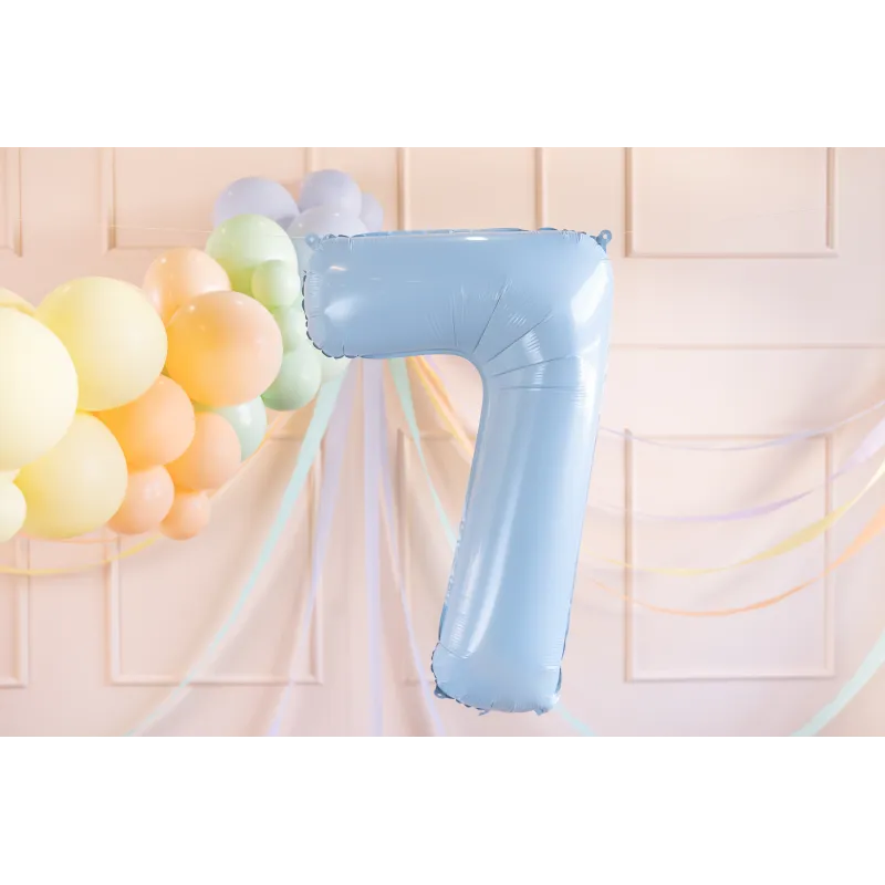 Balon foliowy Cyfra ''7'', 72cm, matowy jasny niebieski Balon foliowy Cyfra ''7'', 72cm, matowy jasny niebieski