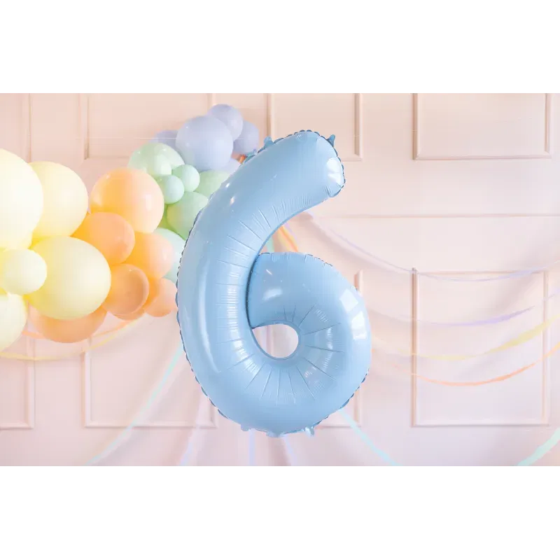 Balon foliowy Cyfra ''6'', 72cm, matowy jasny niebieski Balon foliowy Cyfra ''6'', 72cm, matowy jasny niebieski