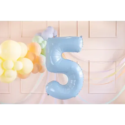 Balon foliowy Cyfra ''5'', 72cm, matowy jasny niebieski Balon foliowy Cyfra ''5'', 72cm, matowy jasny niebieski