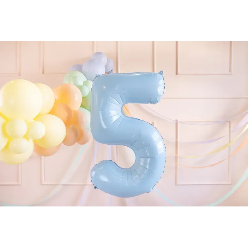 Balon foliowy Cyfra ''5'', 72cm, matowy jasny niebieski Balon foliowy Cyfra ''5'', 72cm, matowy jasny niebieski