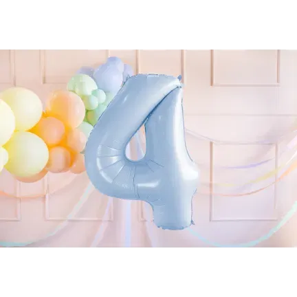Balon foliowy Cyfra ''4'', 72cm, matowy jasny niebieski Balon foliowy Cyfra ''4'', 72cm, matowy jasny niebieski