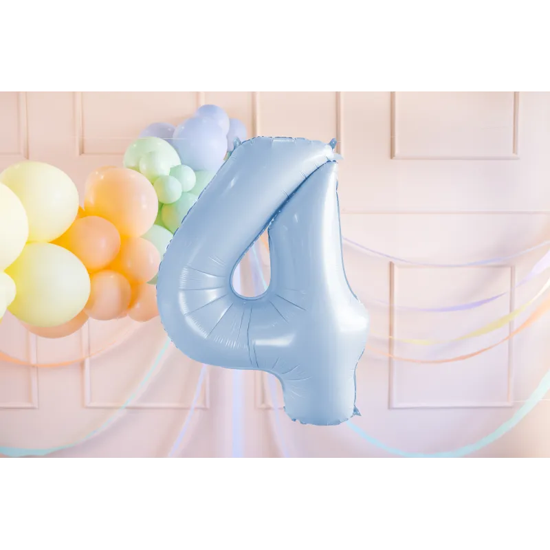 Balon foliowy Cyfra ''4'', 72cm, matowy jasny niebieski Balon foliowy Cyfra ''4'', 72cm, matowy jasny niebieski