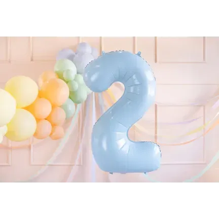 Balon foliowy Cyfra ''2'', 72cm, matowy jasny niebieski