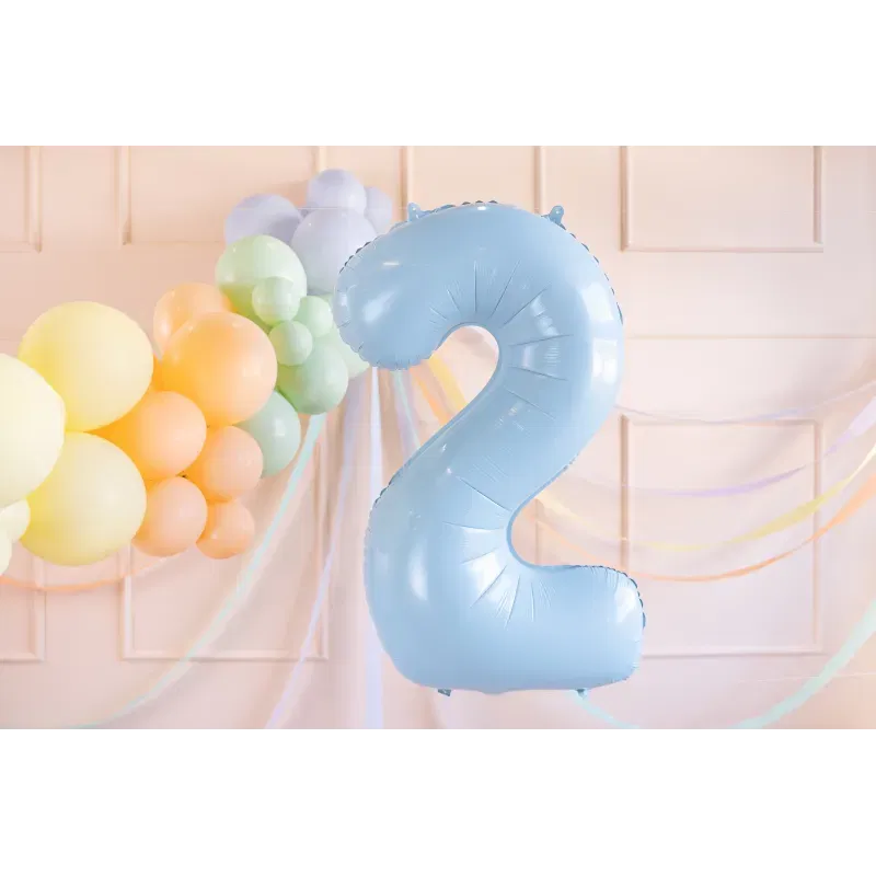 Balon foliowy Cyfra ''2'', 72cm, matowy jasny niebieski