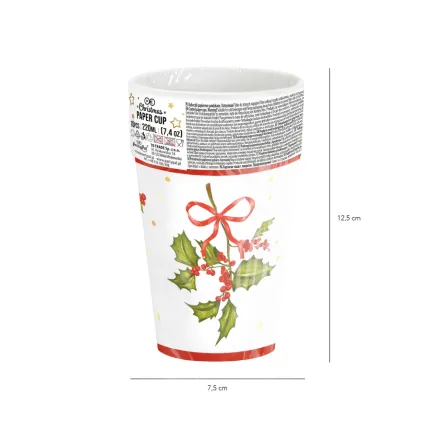 Kubek biały bożonarodzeniowy Gałązka 220ml 10szt. Kubek biały bożonarodzeniowy Gałązka 220ml 10szt.