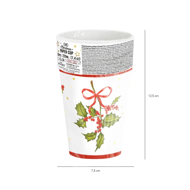 Kubek biały bożonarodzeniowy Gałązka 220ml 10szt. Kubek biały bożonarodzeniowy Gałązka 220ml 10szt.