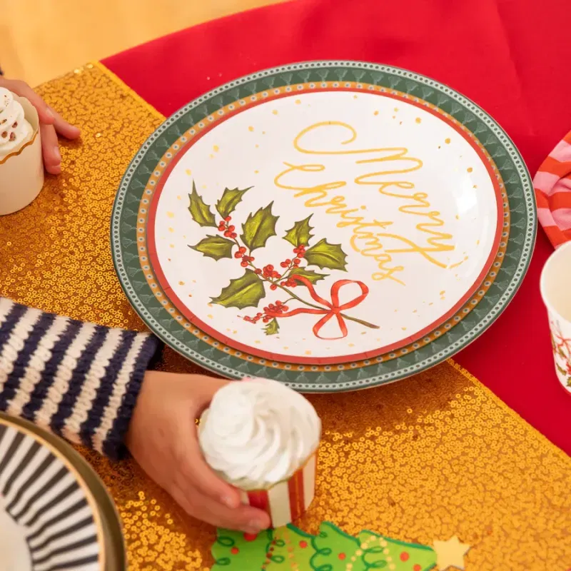 Talerzyk papierowy bożonarodzeniowy Gałązka 9cali 10szt. Talerzyk papierowy bożonarodzeniowy Gałązka 9cali 10szt.