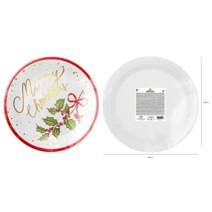 Talerzyk papierowy bożonarodzeniowy Gałązka 9cali 10szt. Talerzyk papierowy bożonarodzeniowy Gałązka 9cali 10szt.